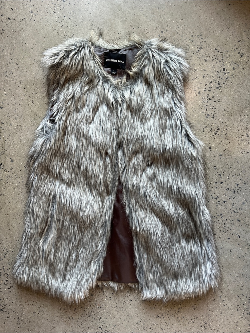 Country Road Silver-Grey Faux Fur Vest
